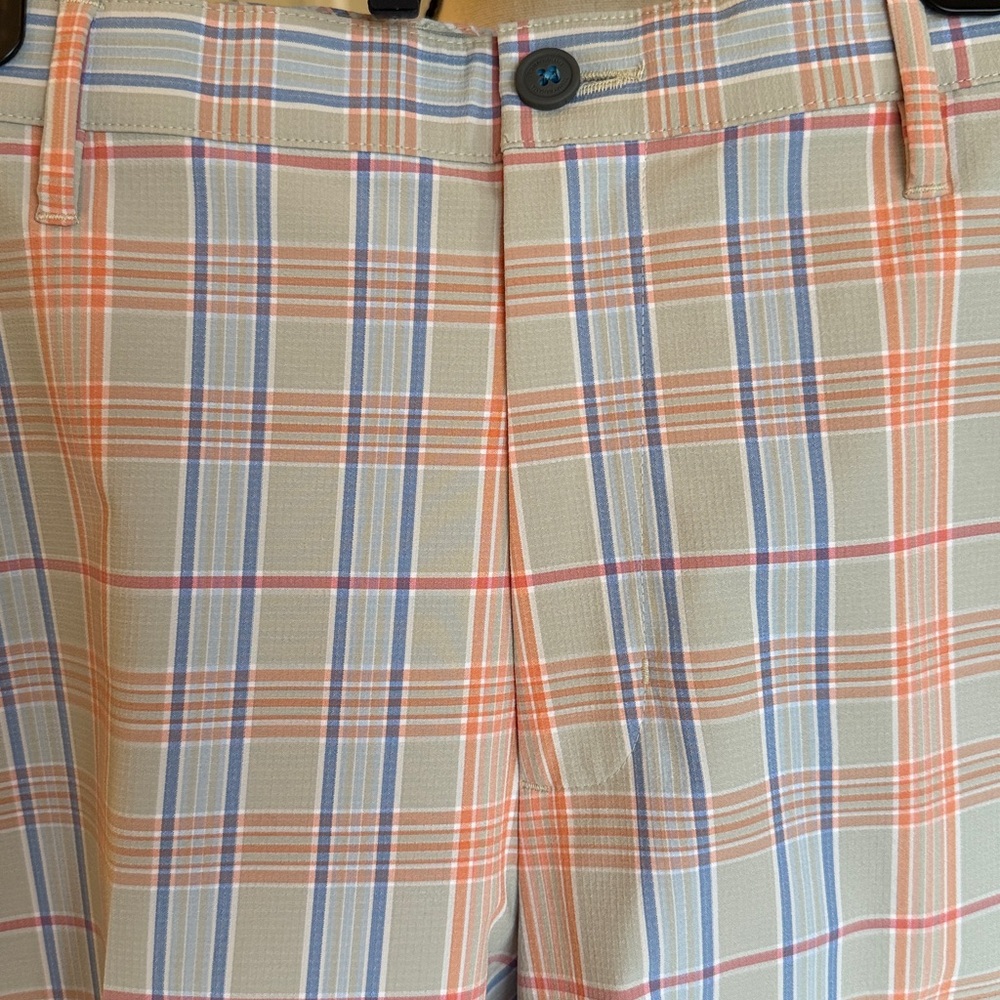 Tommy Bahama Plaid Men's Shorts in Light Blue and Orange size 38 - Picture 2 of 10